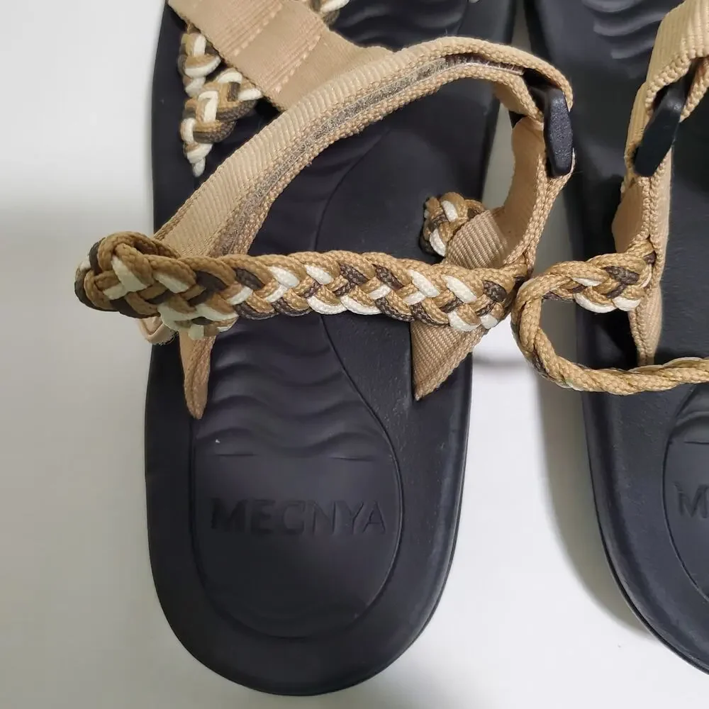 Sport Sandals Tan Womens 9 Arch Support Walking Toe Loop Ankle Strap MEGNYA 39 - Picture 7 of 13